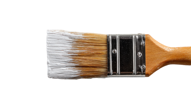 Close-up of a paintbrush with white paint