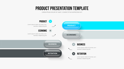 Digital Development 4 Element Infographic Slideshow Layout. Enterprise Forecast Slide Design Vector Illustration. Company Plan Four Step Diagram Presentation Template.
