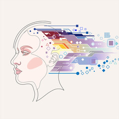 Art & Illustration.Artificial Intelligence and Technology Illustration