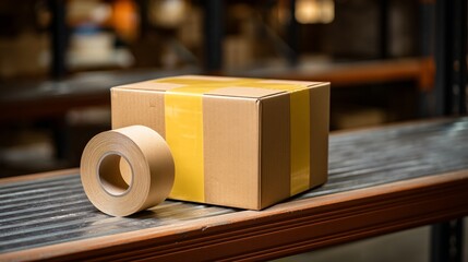 A cardboard package arrives at the doorstep, symbolizing convenience and modern delivery services.