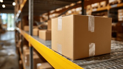 A cardboard package arrives at the doorstep, symbolizing convenience and modern delivery services.