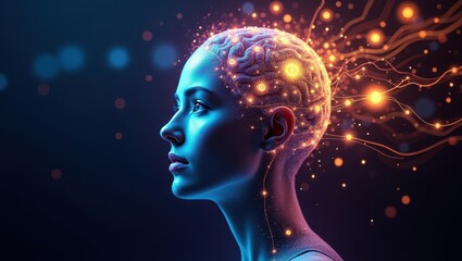 Obraz premium Programmer engages in AI development with a futuristic interface at a tech hub late at night