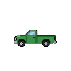 Green Pixel Art Pickup Truck.