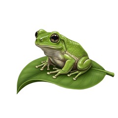 Obraz premium Green Tree Frog on Leaf. (3)