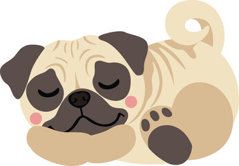 Cute Little Pug Taking a Nap