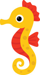 Cute Yellow and Red Seahorse