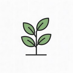 Growing Plant with Green Leaves, and Simple Icon.