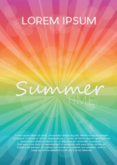 Summer time background with text. Vertical vector illustration of a hot glowing sky