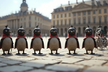penguins in the city