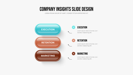 Project Plan Three Step Diagram Presentation Design. Product Planning 3 Element Infographic Slideshow Layout. Financial Visualization Frame Template Vector Illustration.