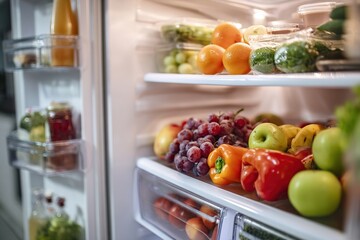 Close-up Of An Open Refrigerator. High quality