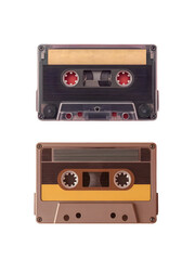 Obraz premium Old audio cassettes isolated on white background.