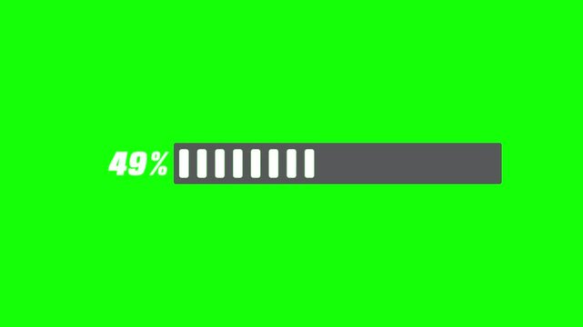 Loading bar progress animation from 0 to 100 percent on green screen