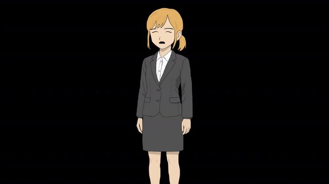 Animated Character Cute Girl With Formal Suit Talking and Presenting for Business Explainer