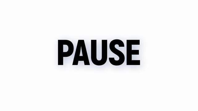 pause text animation with vertically word rotating effect. paused streaming and broadcasting social media motion design. resume