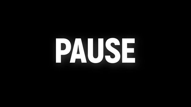 pause text animation with vertically word rotating effect. paused streaming and broadcasting social media motion design. resume