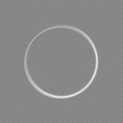 Light circle white swirl. Curved white line light effect. Flash vector semicircle . Glowing white speed circle portal 