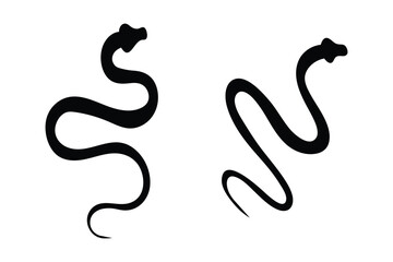 Snake silhouette set in black. Snake silhouette, Snake icon vector. Curved snake animal design illustration. Simple Symbol of Danger, Wisdom. for web and ui designs. 