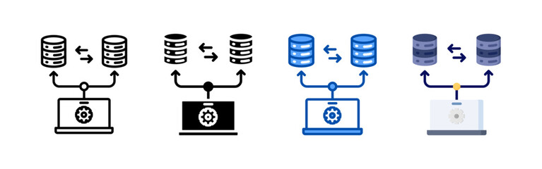 Data migration icon set bundle. Multi style icon collection perfect for websites, apps, and presentations. Simple vector icon collection