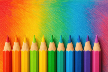 Colored pencils arranged artistically on a vibrant background.