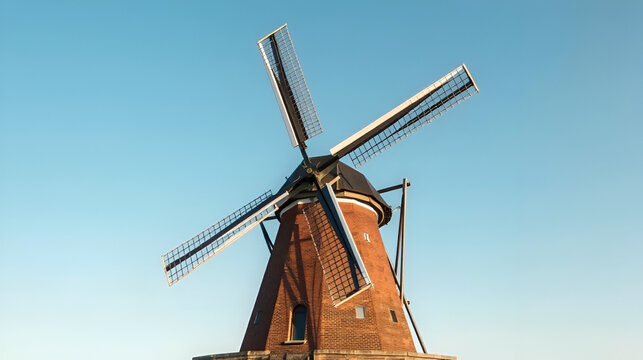Portrait of Historic hulling and grist windmill Zeldenrust in Dokkum, Netherlands