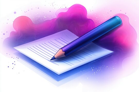 A simple icon of an abstract document, with a blue and purple gradient color scheme, in a glassmorphism style, on a white background - Powered by Adobe