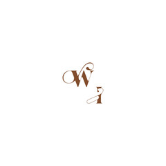 wedding logo concept WI bold and hairline initial letter elegant curve monogram