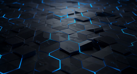 Fototapeta premium Abstract Blue Geometric Shapes Floating