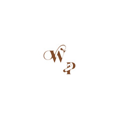 wedding logo concept WP bold and hairline initial letter elegant curve monogram