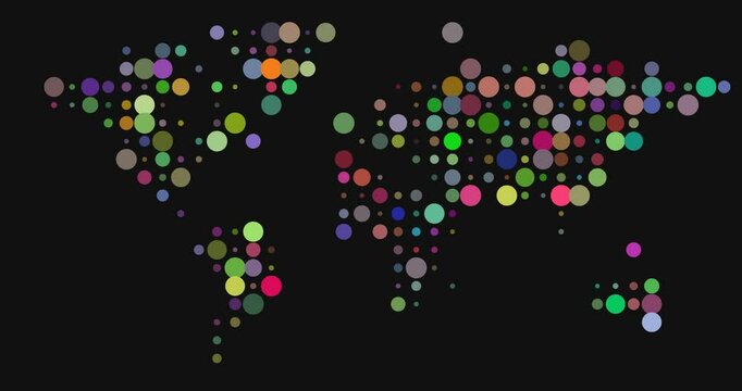 Pulsing Dots Form Abstract World Map