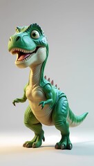 Cute green T-Rex illustration on white background