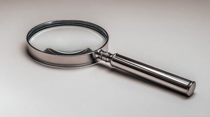Magnifying glass on neutral background, a study in focus and precision