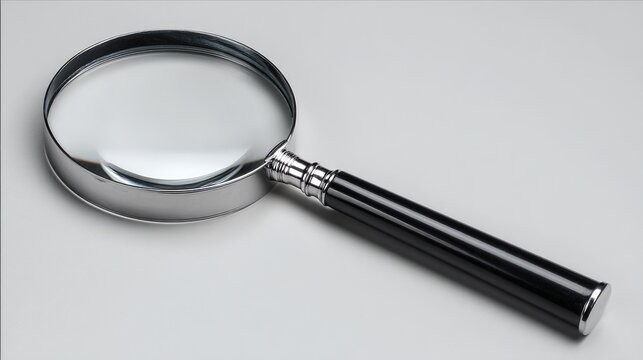 Magnifying glass on neutral background, a study in focus and precision