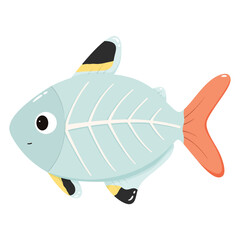 X-ray tetra, Pristella tetra, X-ray fish cartoon