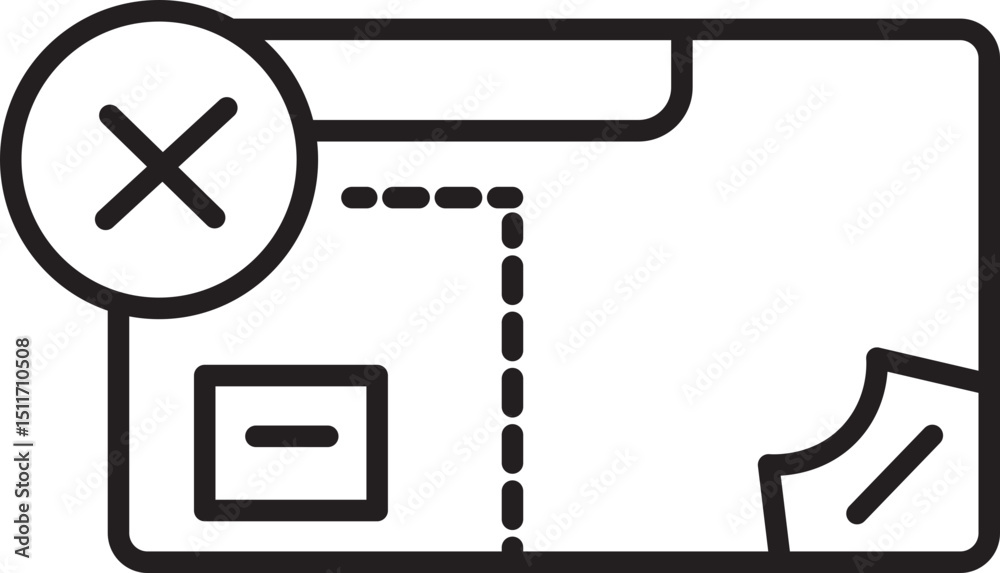 Poster this shows simple line drawing of folder with cross symbol, indicating file or folder deletion or er