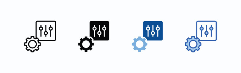 Settings Icon Sheet Multiple Style Collection Isolated Vector
