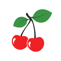 Plakat Cherry berry icon in flat style. Fresh fruit vector illustration on isolated background. Fresh cherry sign business concept.