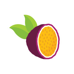 Passion fruit icon in flat style. Passionfruit vector illustration on isolated background. Nature snack sign business concept.
