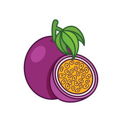 Passion fruit icon in flat style. Passionfruit vector illustration on isolated background. Nature snack sign business concept.