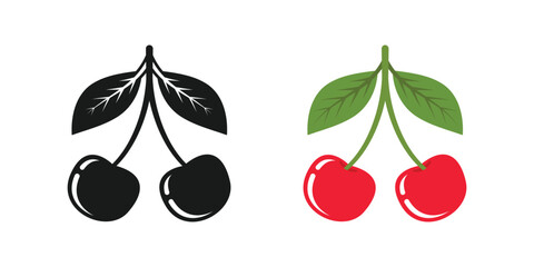 Cherry berry icon in flat style. Fresh fruit vector illustration on isolated background. Fresh cherry sign business concept.