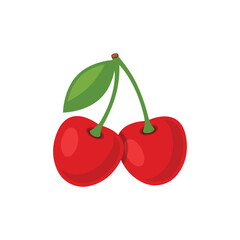 Obraz premium Cherry berry icon in flat style. Fresh fruit vector illustration on isolated background. Fresh cherry sign business concept.