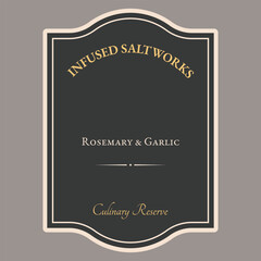 Isolated Premium Black label template with light frame and gold text. Good for packaging smoked meats, gourmet products, ribs, ham, condiments, specialty culinary goods