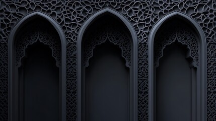 Naklejka premium Dark intricate arches, decorative wall panel