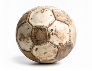 Dirty soccer ball isolated on white background