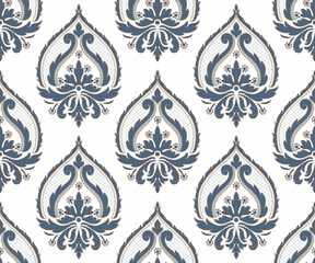 Damask seamless pattern element. Vector classical luxury old fashioned damask ornament, royal victorian seamless texture for wallpapers, textile, wrapping. Vintage exquisite floral baroque template.