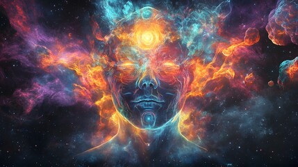 Stellar Soul: Illuminated Human Form Among the Stars