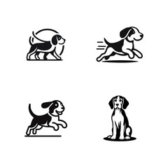 Beagle dog logo vector black white illustration