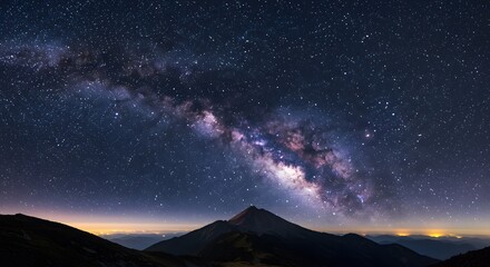 Fototapeta premium Majestic Milky Way Galaxy Over Mountain Peak Night Landscape
