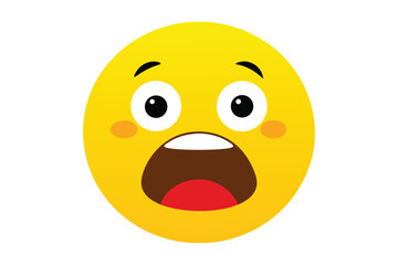 Fototapeta premium Shocked yellow emoji with wide open mouth vector illustration