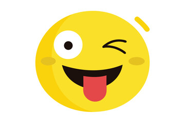 Playful yellow emoji with tongue out vector illustration